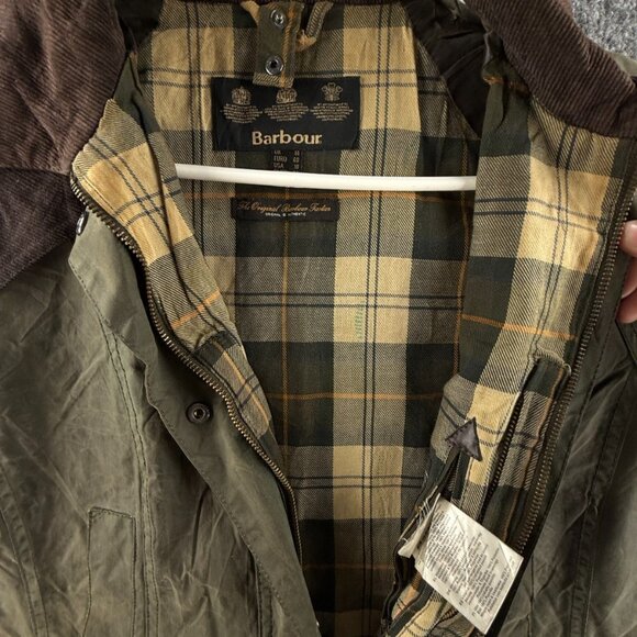 Barbour Beadnell Ladies Waxed Jacket Women Full Zip Green Size 10 USA Lined - Picture 12 of 16